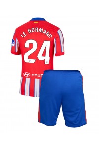 Fotbalové Dres Atletico Madrid Robin Le Normand #24 Dětské Domácí Oblečení 2024-25 Krátký Rukáv (+ trenýrky)